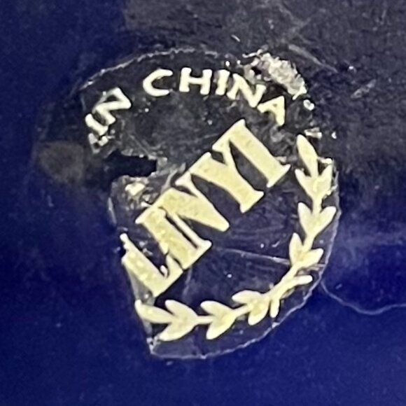 Cobalt Blue Bubble Glaze Marbleized Mug ~ Pewter Medallion w/ Moose  ~ LINYI - Picture 13 of 13